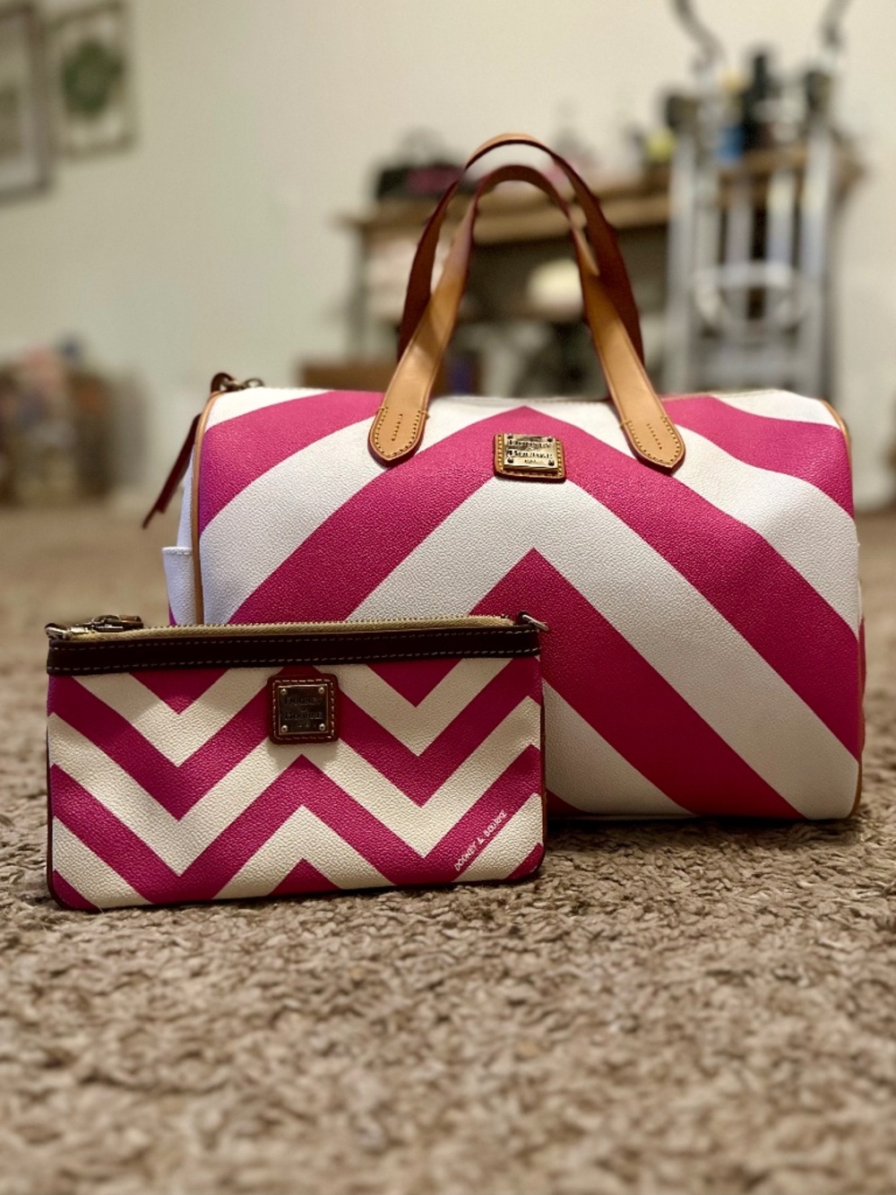 Dooney and Bourke Olivia Satchel in Fucshia
